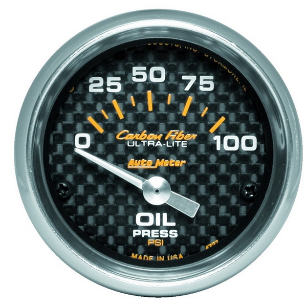 2-1/16" OIL PRESSURE, 0-100 PSI, CARBON FIBER